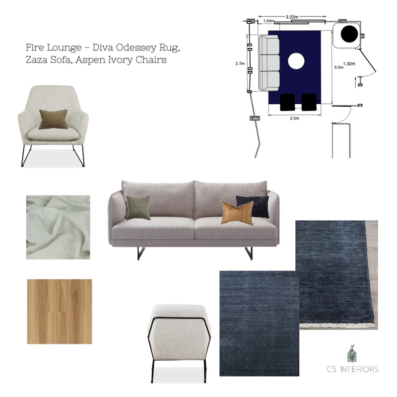 Swantje-TV Lounge- Zaza Sofa, Aspen Ivory Chairs, Diva Odessey Rug Mood Board by CSInteriors on Style Sourcebook