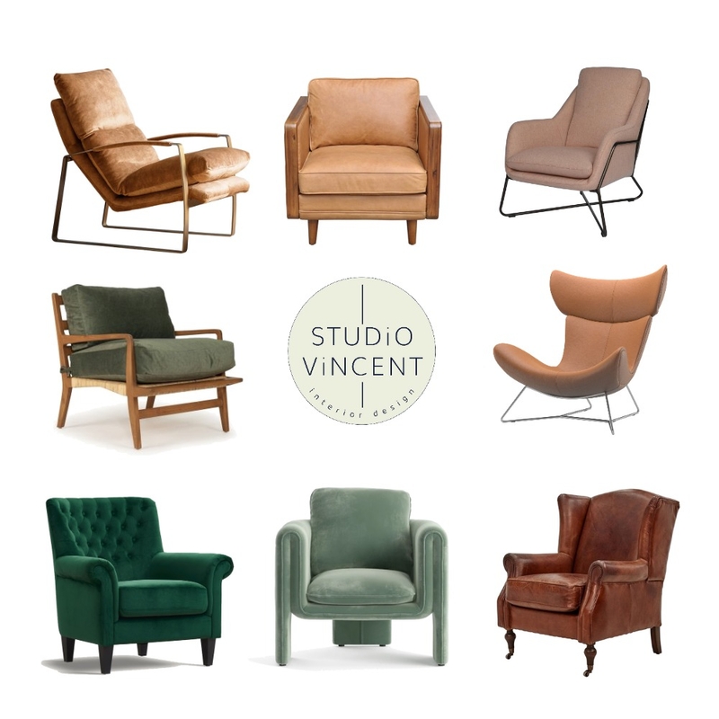 Armchairs leather and green Mood Board by Studio Vincent on Style Sourcebook