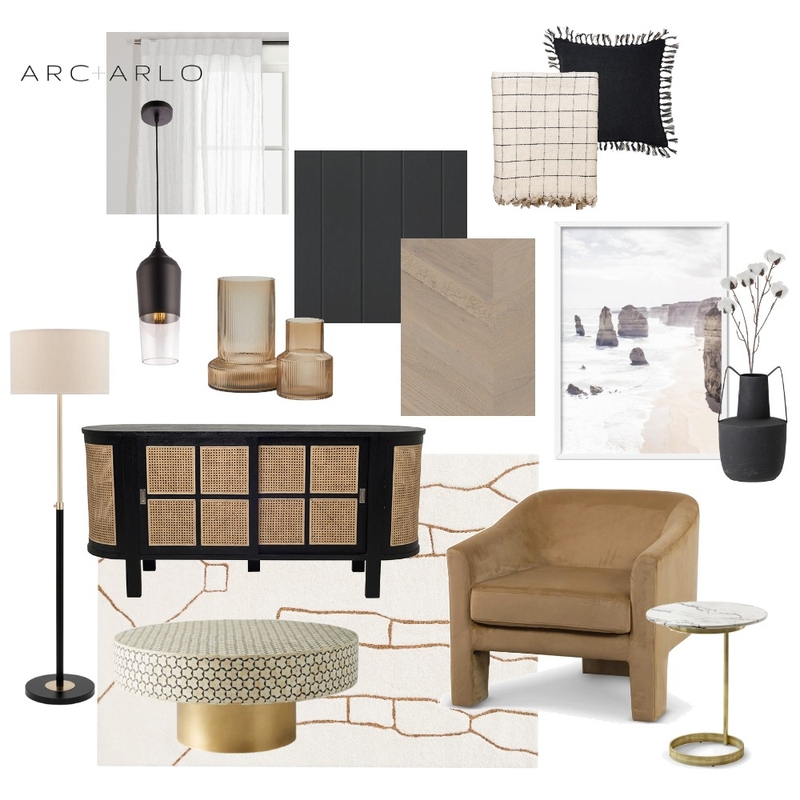 Black & Cream Living Room Mood Board by Arc and Arlo on Style Sourcebook