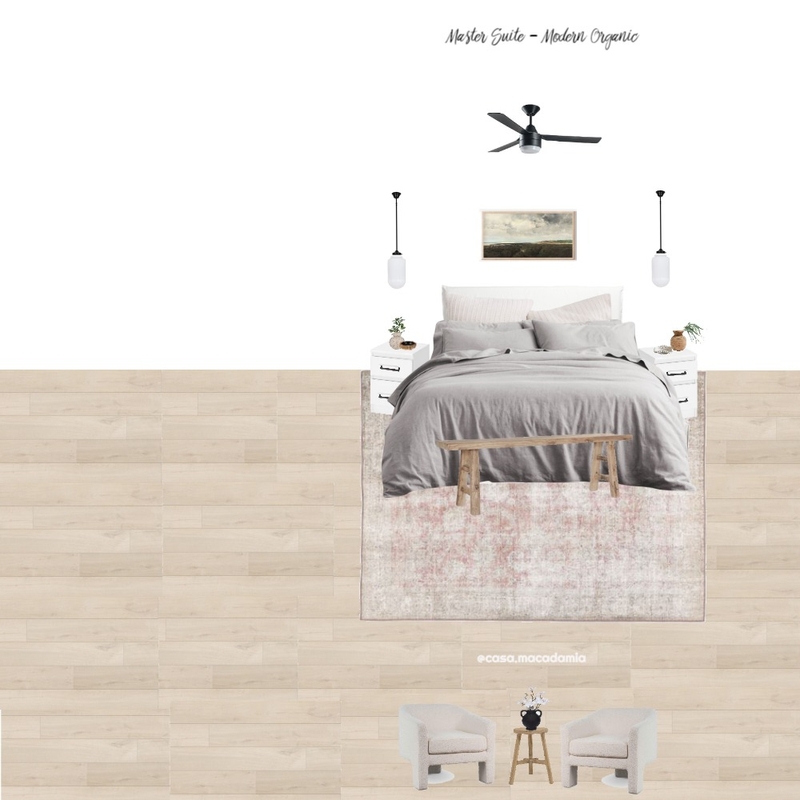 Master Suite - Modern Organic (Adala Rug - Kullen Bedside - Boucle Chair) Mood Board by Casa Macadamia on Style Sourcebook