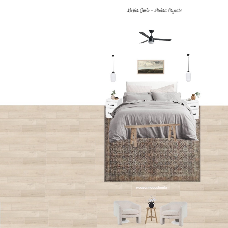 Master Suite - Modern Organic (Billie Rug - Kullen Bedside - Boucle Chair) Mood Board by Casa Macadamia on Style Sourcebook