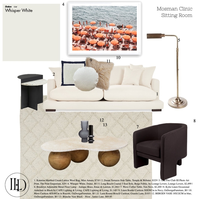 Mosman Clinic _ Sitting Room Mood Board by LAIDBACK LEE DESIGN STUDIO on Style Sourcebook