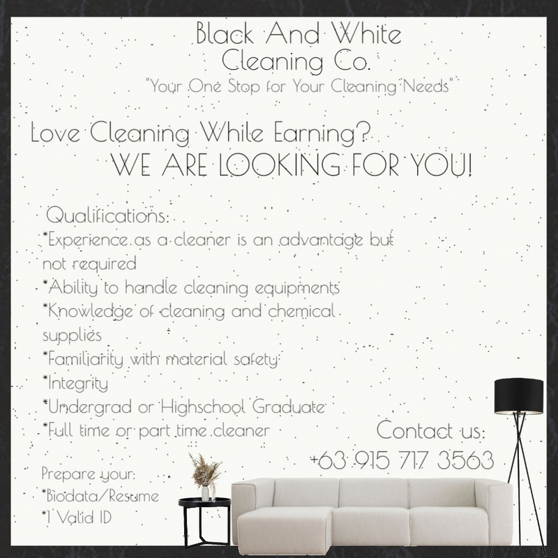 Black And White Cleaning Co. Hiring Mood Board by Gia123 on Style Sourcebook