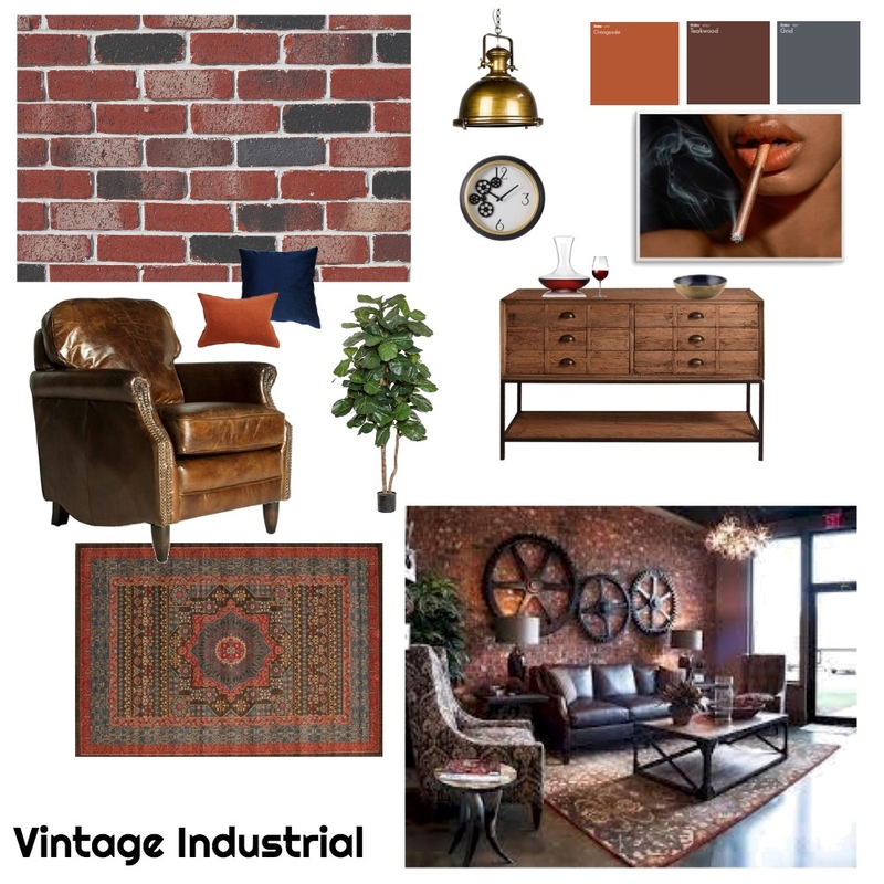 Vintage Industrial Mood Board by Renae Hann Designs on Style Sourcebook