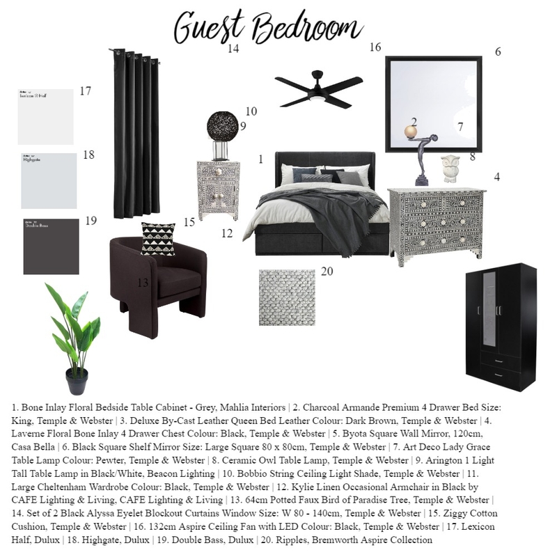 Sample board - Guest bedroom Mood Board by serap aksu on Style Sourcebook
