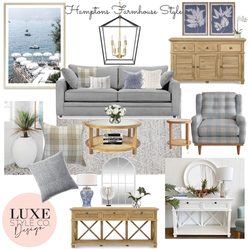 Hamptons Farmhouse Living Room Mood Board by Luxe Style Co. on Style Sourcebook