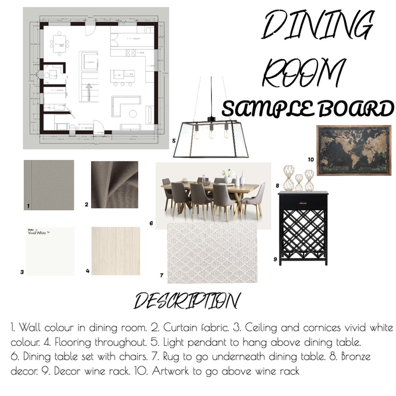 DINING ROOM SAMPLE BOARD Mood Board by Trinity.Brennan on Style Sourcebook