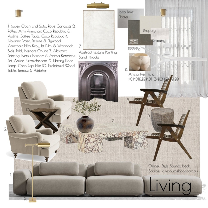 Living Mood Board by StudioCollins on Style Sourcebook