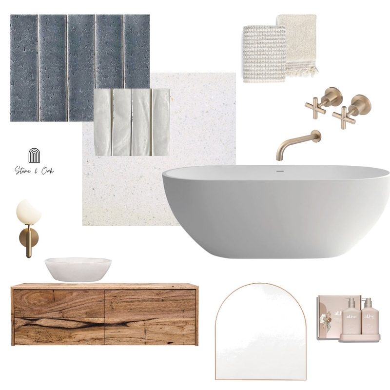 moody blue Bathroom Mood Board by Stone and Oak on Style Sourcebook