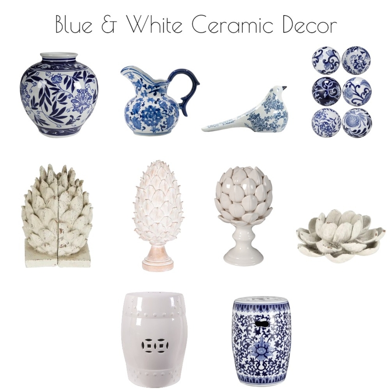 Blue & White Ceramic Decor Mood Board by christina_helene designs on Style Sourcebook