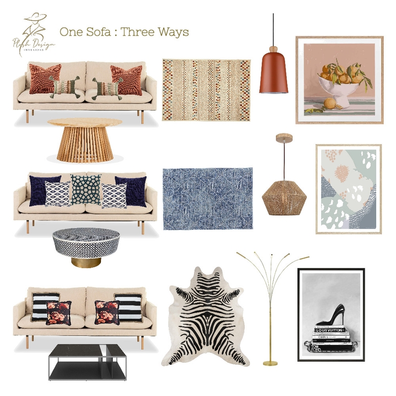 One Sofa : Three Ways Mood Board by Plush Design Interiors on Style Sourcebook