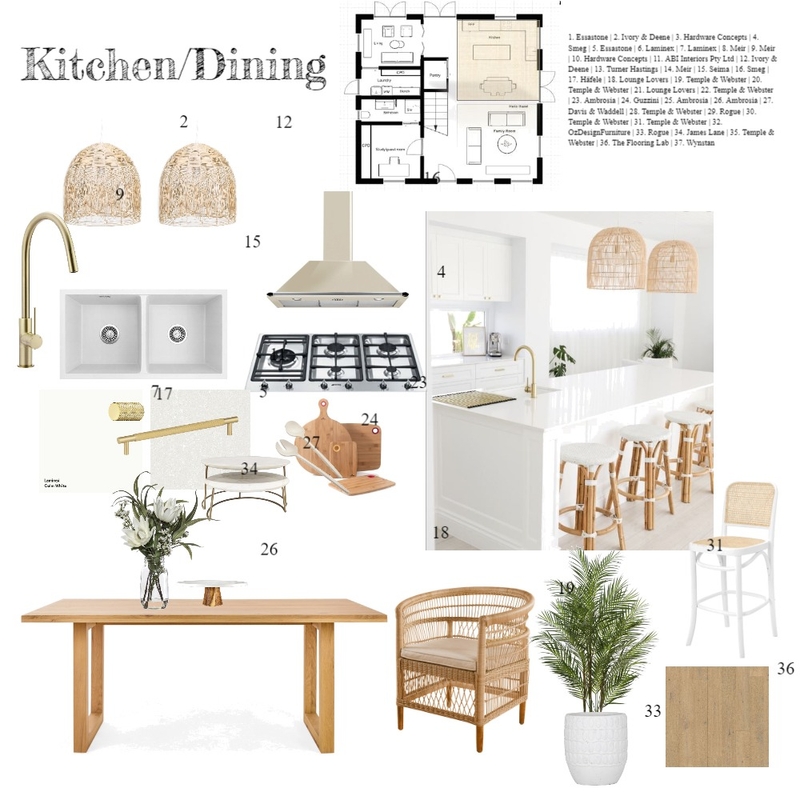 Mod 9 Assignment Kitchen and Dining Mood Board by @ourleafyabode on Style Sourcebook
