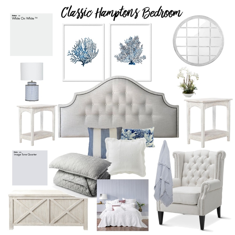 Classic Hampton's Bedroom Mood Board by Laura Goodwin Creative on Style Sourcebook