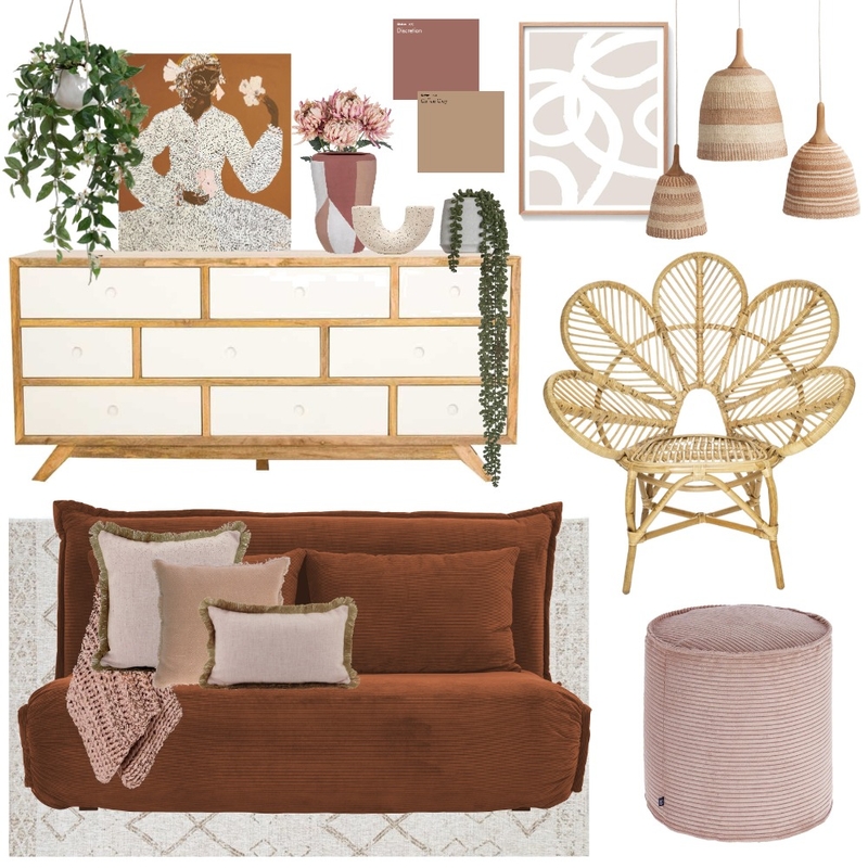 Boho Lounge Pink and Cane Mood Board by E_M_DesignStudio on Style Sourcebook