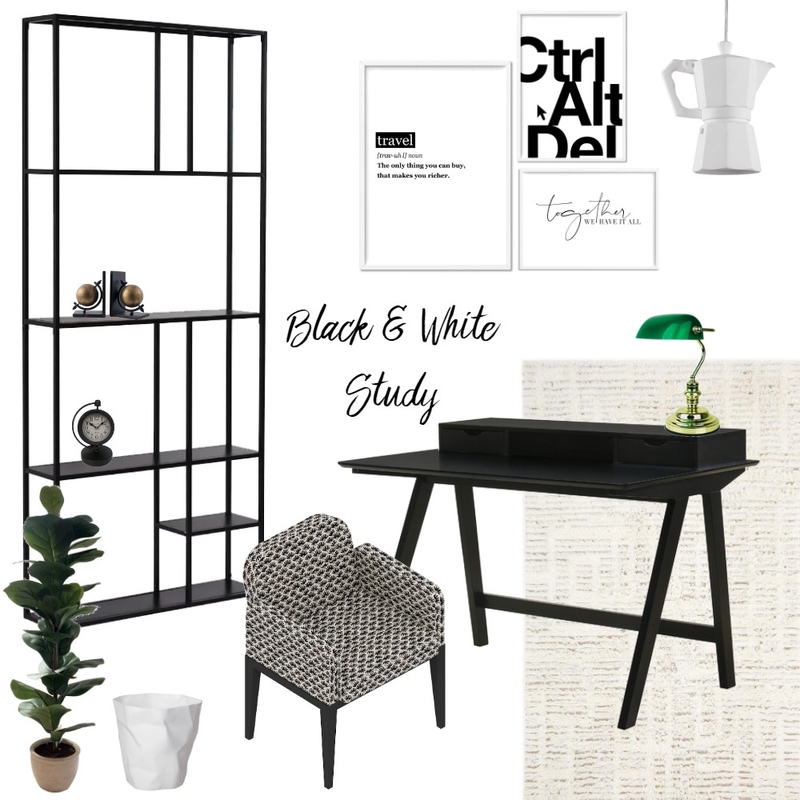 Black & White Study Mood Board by Alessia Malara on Style Sourcebook
