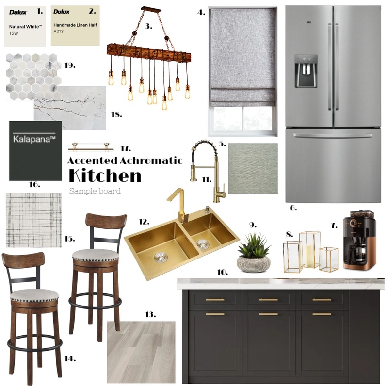 Accented Achromatic Kitchen Mood Board by Chane Chantal on Style Sourcebook