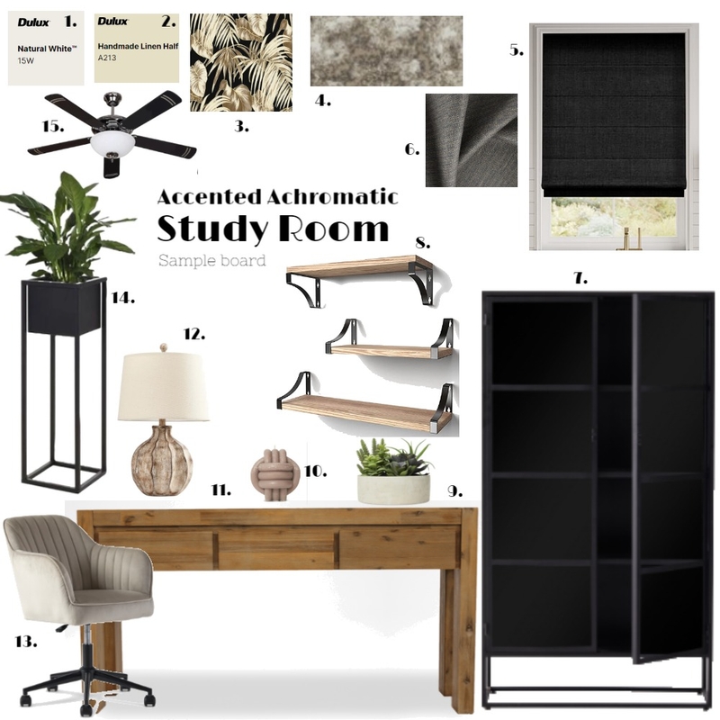 Accented Achromatic Study Room 2 Mood Board by Chane Chantal on Style Sourcebook