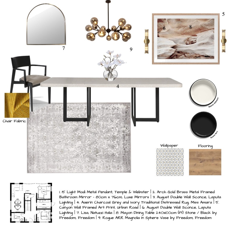 Module 9 - Dining Room Mood Board by hayley.moore on Style Sourcebook