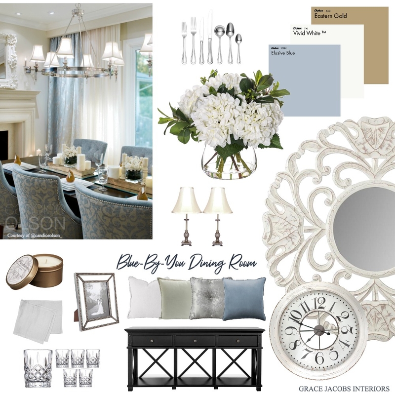 Blue-By-You Dining Room Mood Board by Rose Valley Vintage on Style Sourcebook