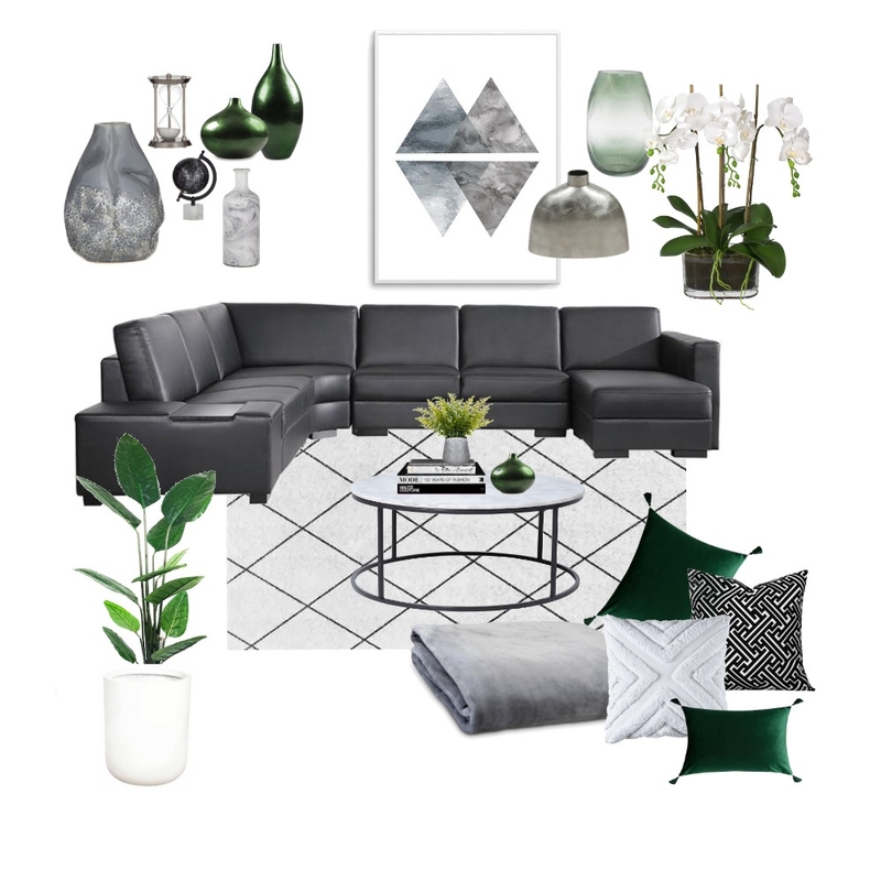 Annie's Black & White Minimalist Living Room Mood Board by Elabana Property Styling on Style Sourcebook