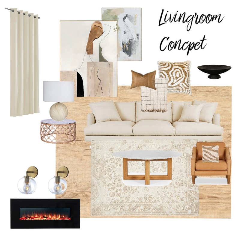 Contemporary Light & Neutral Livingroom Mood Board by JulesFab on Style Sourcebook