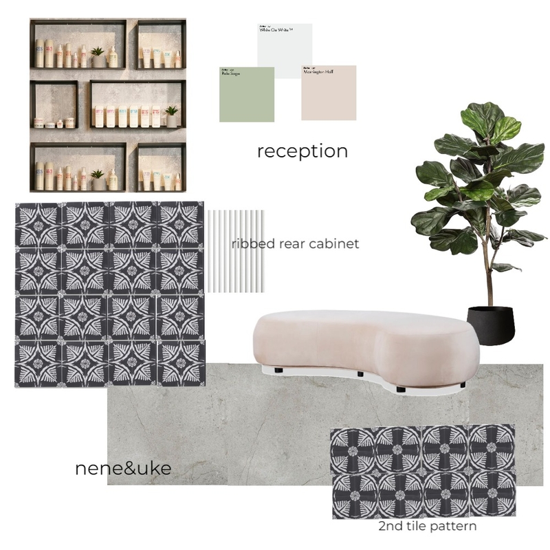 Black concrete tiled with black shelves Reception Mood Board by nene&uke on Style Sourcebook