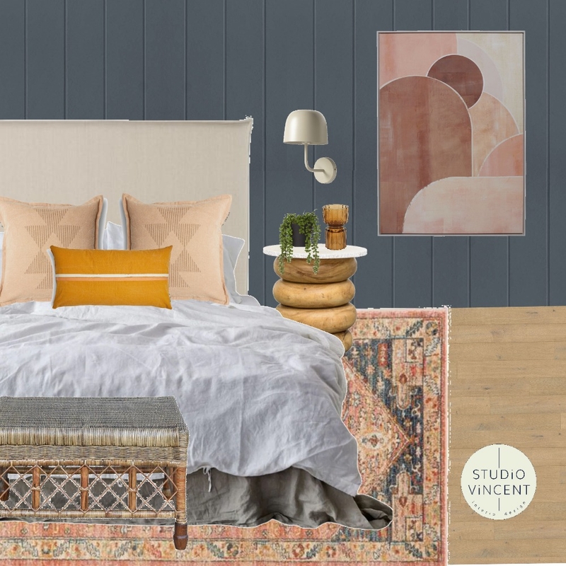 Cozy Bedroom HArdie Groove Salmon Mood Board by Studio Vincent on Style Sourcebook