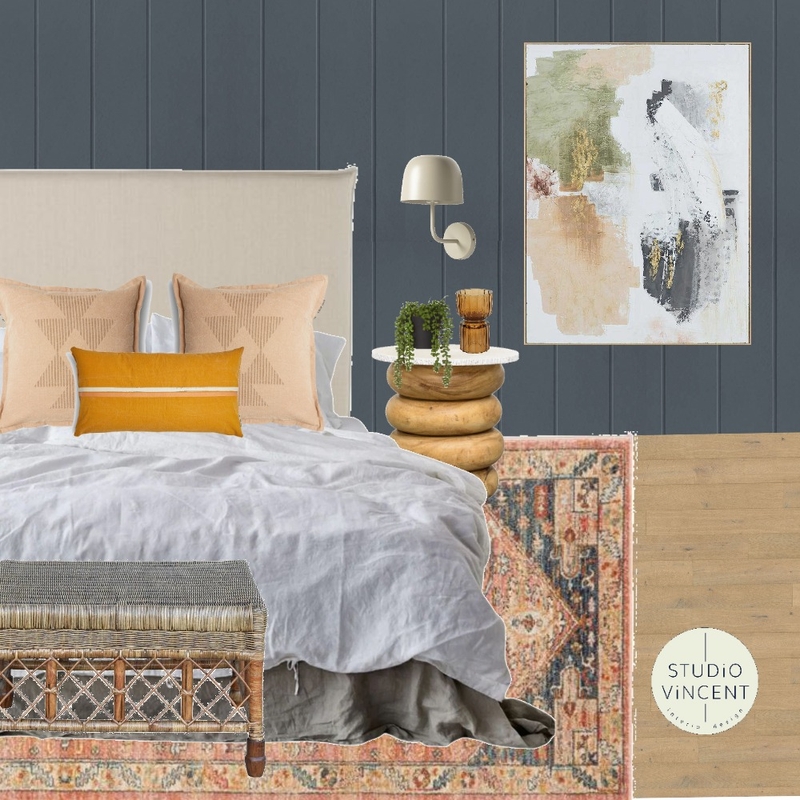 Cozy Bedroom HArdie Groove Salmon Mood Board by Studio Vincent on Style Sourcebook