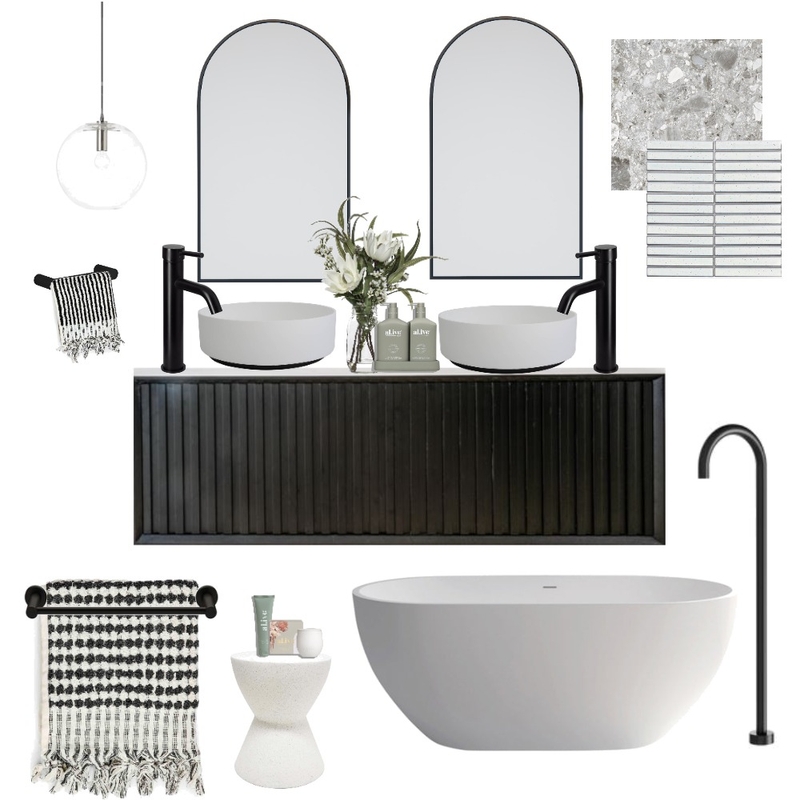 Monochrome Bathroom Design Mood Board by STEPH PROPERTY STYLIST 〰 on Style Sourcebook