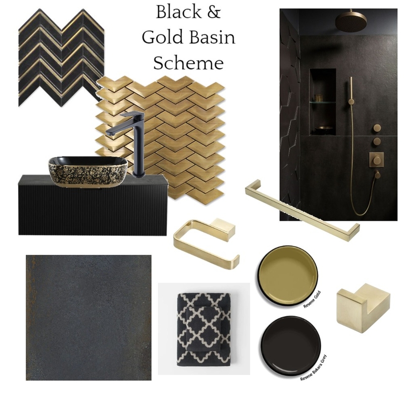Black & Gold Basin Scheme Mood Board by JJID Interiors on Style Sourcebook