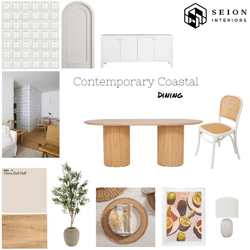 Contemporary Coastal Dining Mood Board by Seion Interiors on Style Sourcebook