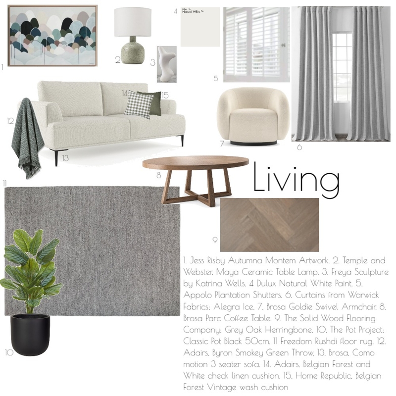 Sample Board Mod 9 Living Mood Board by emmakrista on Style Sourcebook