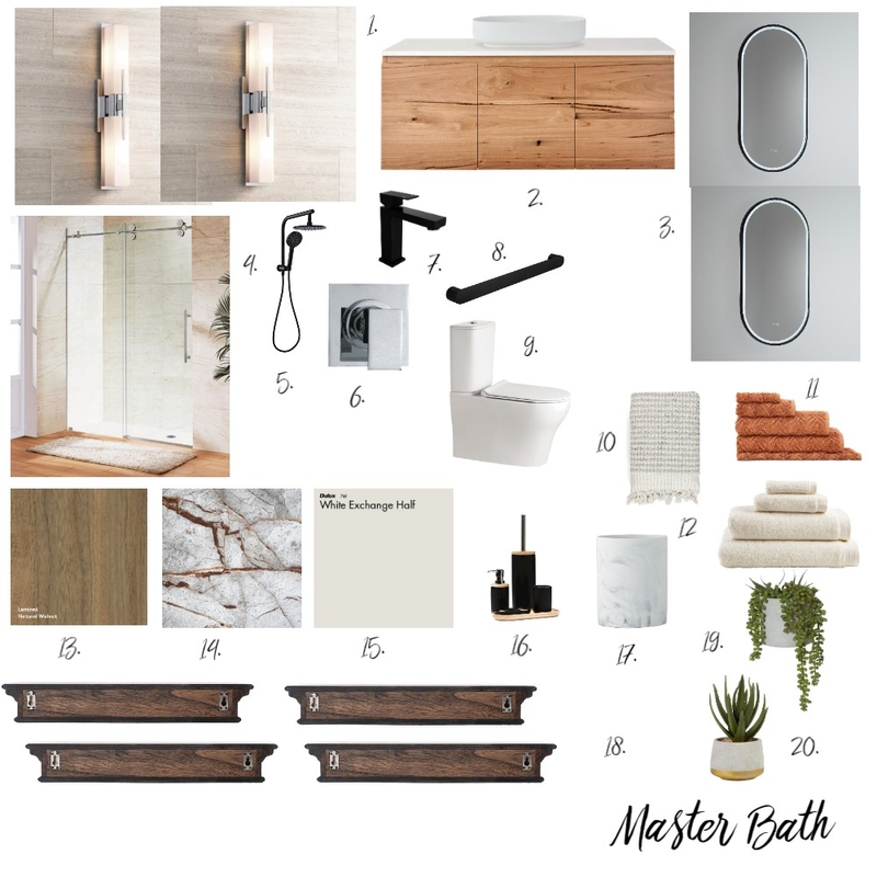 Master Bath Sample Board Mood Board by Sarah Falconer on Style Sourcebook