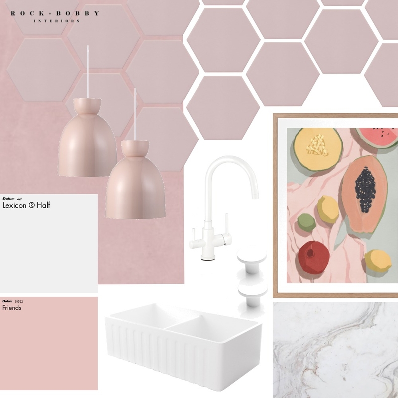 pink and peachy kitchen Mood Board by ameliarogers on Style Sourcebook