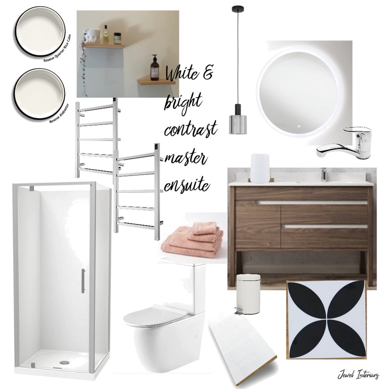 White & bright contrast master ensuite Mood Board by Jewel Interiors on Style Sourcebook