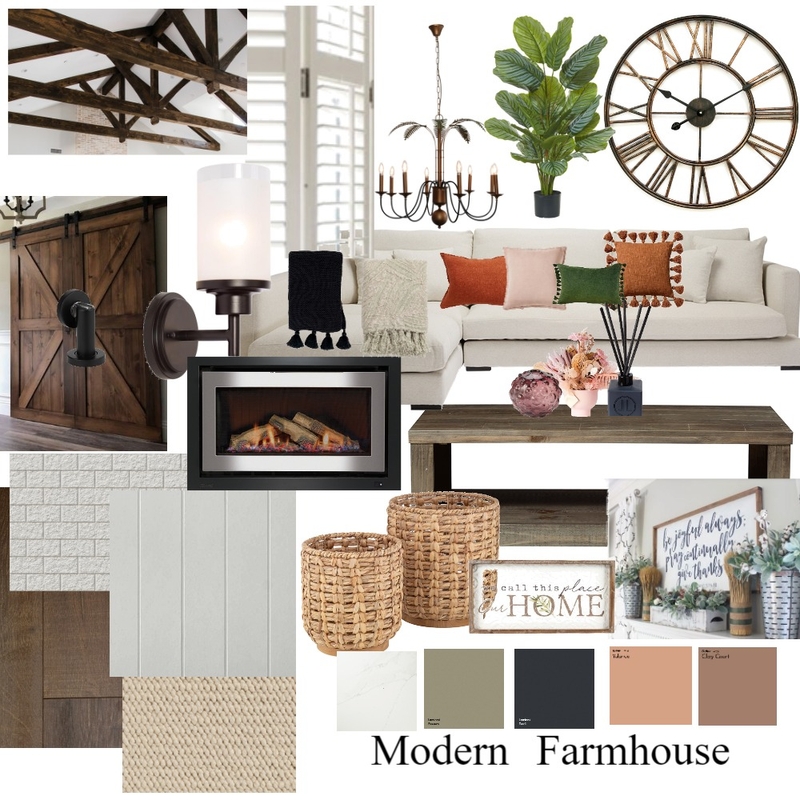 farmhouse living room Mood Board by Gomolemo M Interior Designs on Style Sourcebook