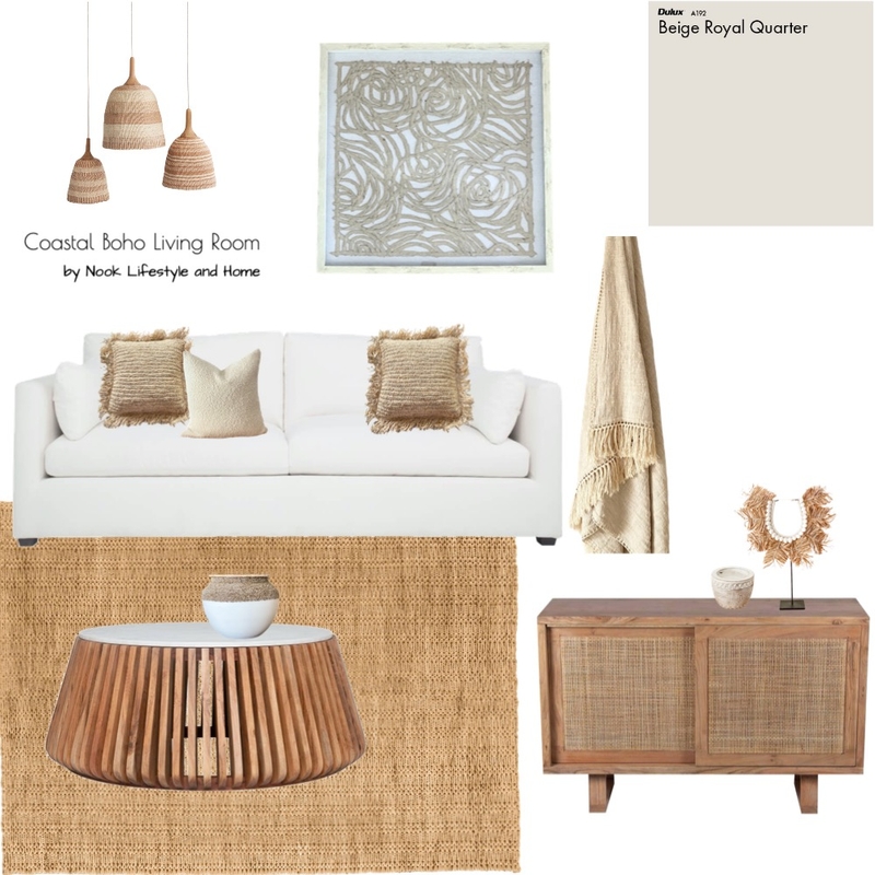 Coastal Boho Living Room Mood Board by Nook Lifestyle and Home on Style Sourcebook