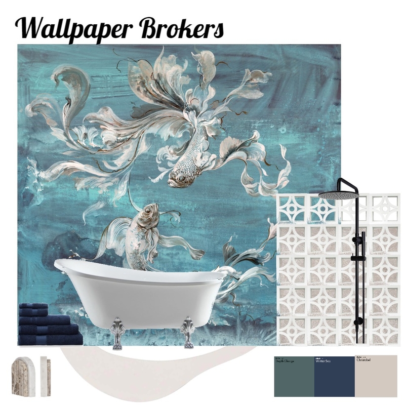 Flux Wallpaper - Bathroom Mood Board by Tara_Guna on Style Sourcebook