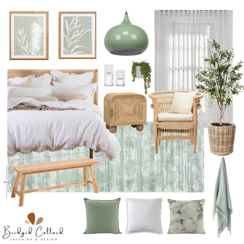Bedroom Serene Green and Natural Mood Board by Bridgid Collard on Style Sourcebook