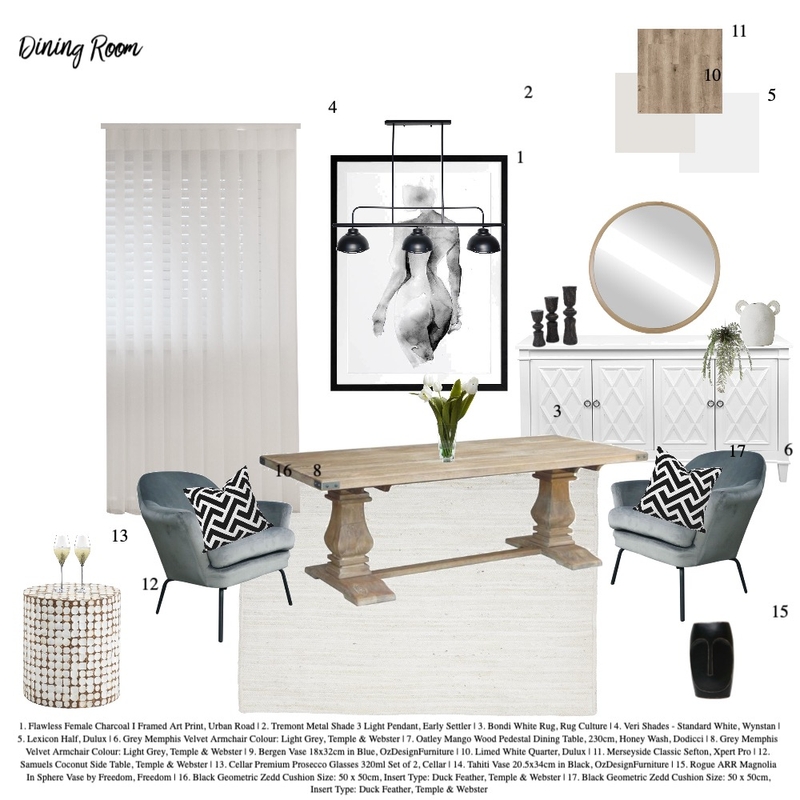 Dining Room - Module 9 Part A Mood Board by jordierowe on Style Sourcebook