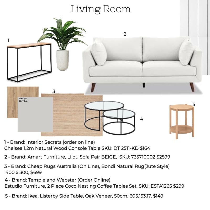 Living Area Mood Board by Stacey Newman Designs on Style Sourcebook