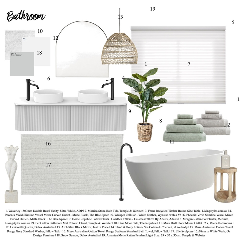 Bathroom - Module 9 Part A Mood Board by jordierowe on Style Sourcebook