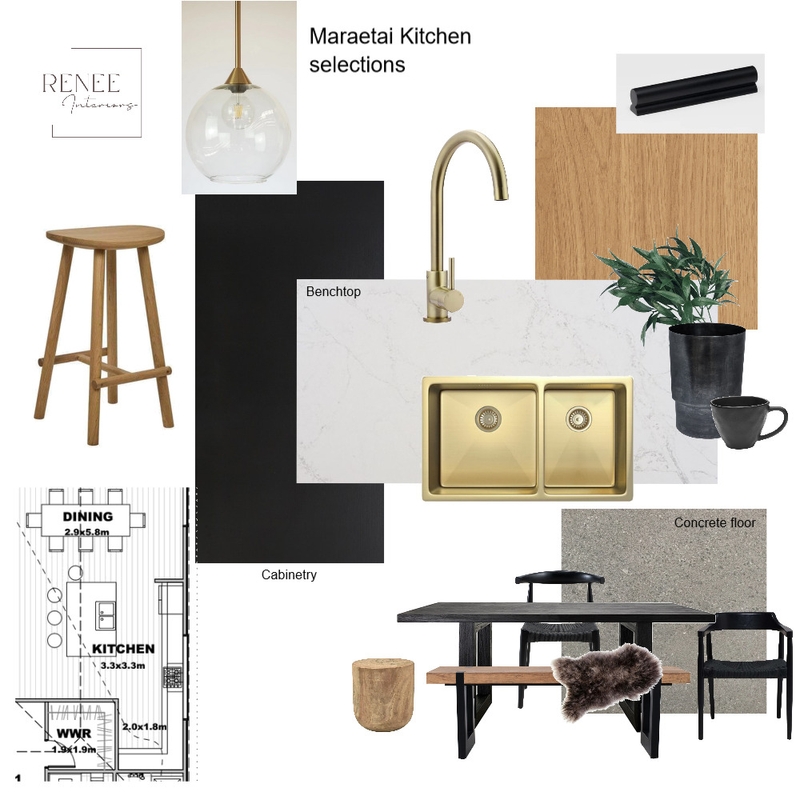 Maraetai kitchen moodboard gold 2 Mood Board by Renee Interiors on Style Sourcebook
