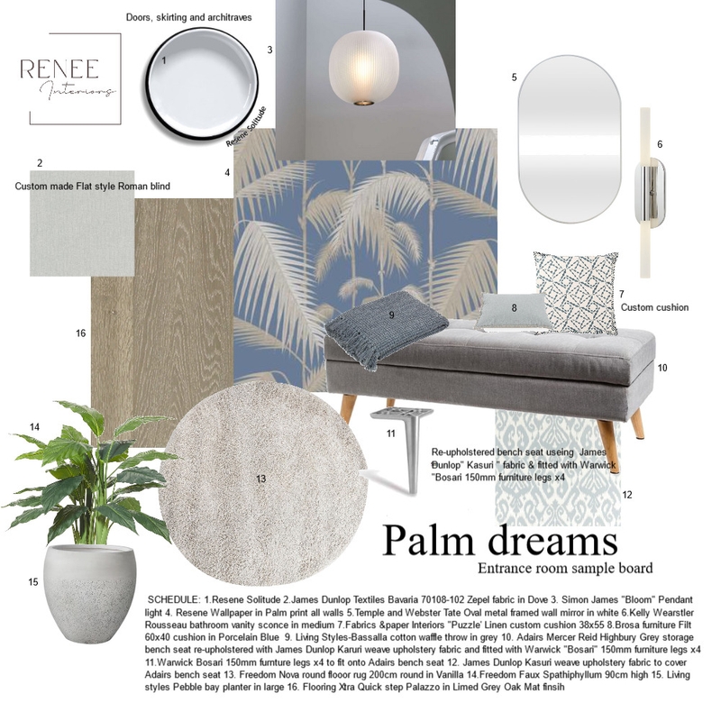 Palm dreams Entrance Mood Board by Renee Interiors on Style Sourcebook