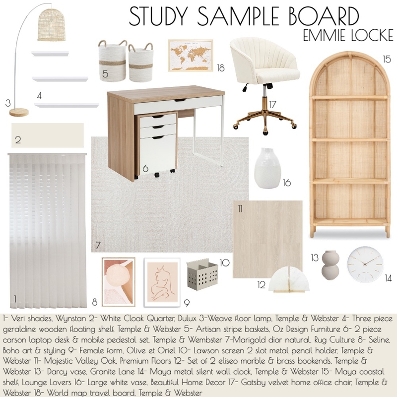 STUDY SAMPLE BOARD Mood Board by Emmie on Style Sourcebook