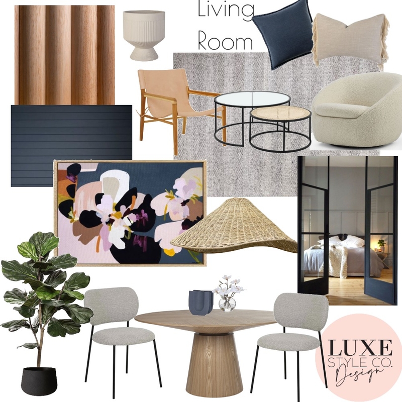 Midcentury home Living room Mood Board by Luxe Style Co. on Style Sourcebook