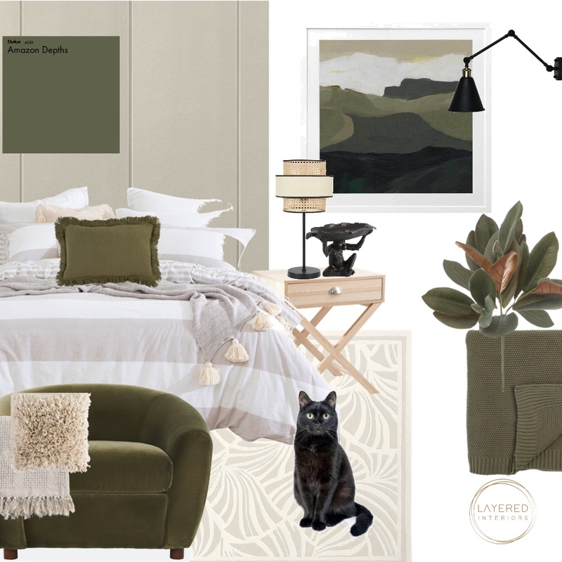 Pillow Talk Olive Bedroom Mood Board by Layered Interiors on Style Sourcebook