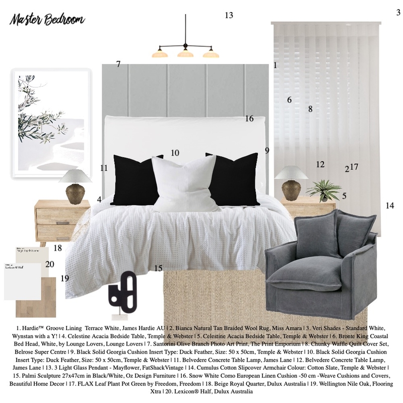 Master Bedroom - Module 9 Part A Mood Board by jordierowe on Style Sourcebook