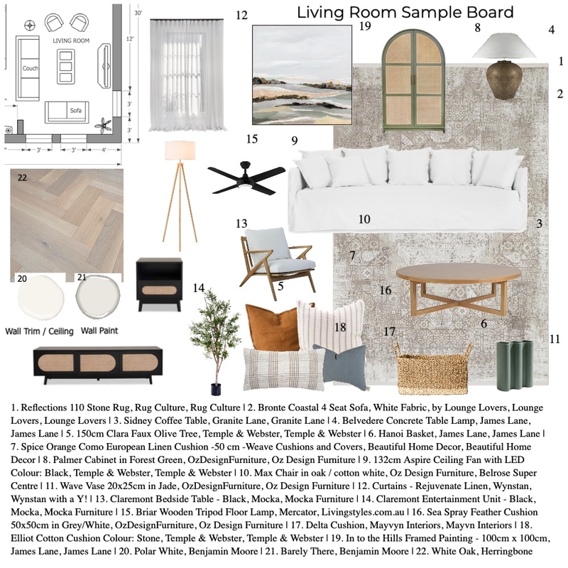 living room sample board draft Mood Board by sydneyb30 on Style Sourcebook