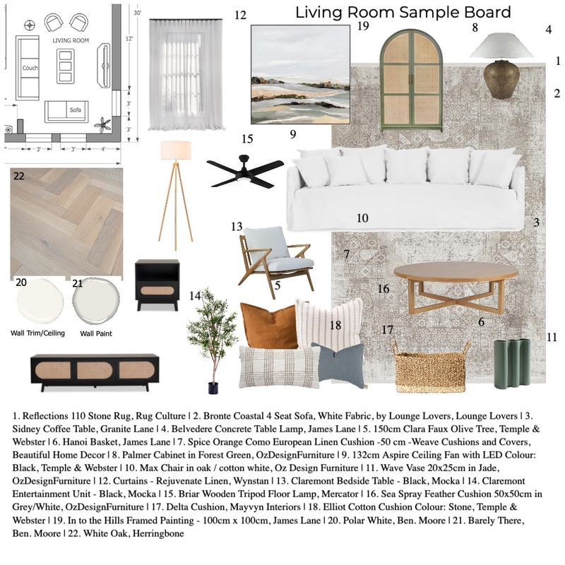 living room sample board draft Mood Board by sydneyb30 on Style Sourcebook